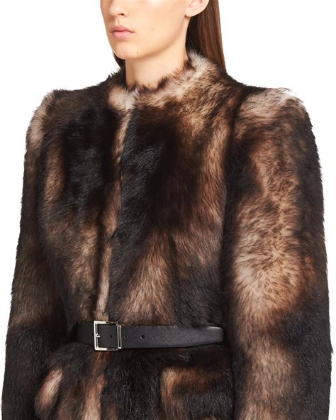 black fur coat prada|Prada fur coat shearling.